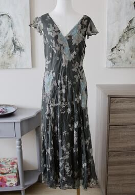 Charter Club SILK Floral Midi dress size 12 L